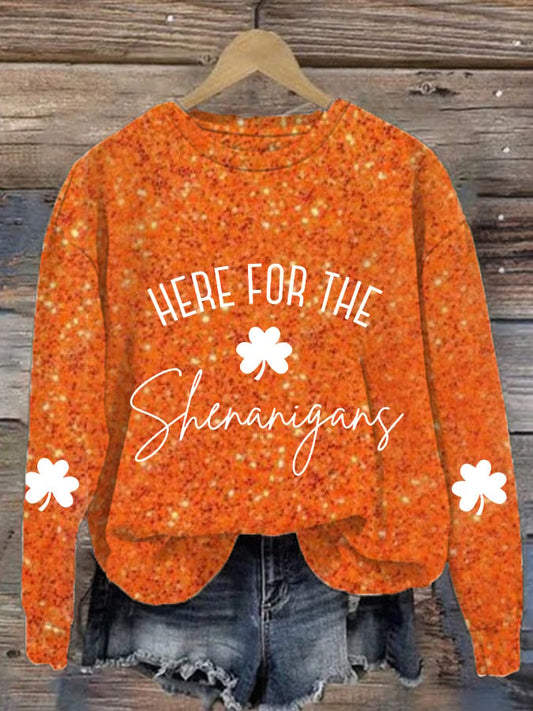 Women'S Here For The Shenanigans Print Casual Sweatshirt