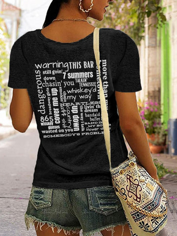 Women's Wallen MW Songs Digital Print Casual T-Shirt