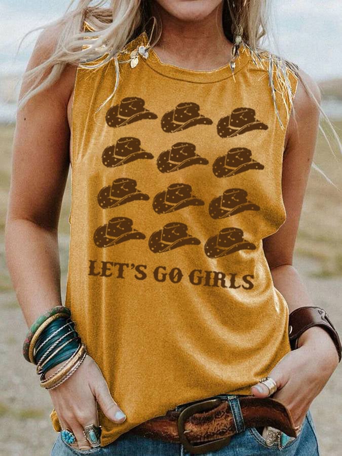 Women's Let's Go Girls Western Pattern Tank Top