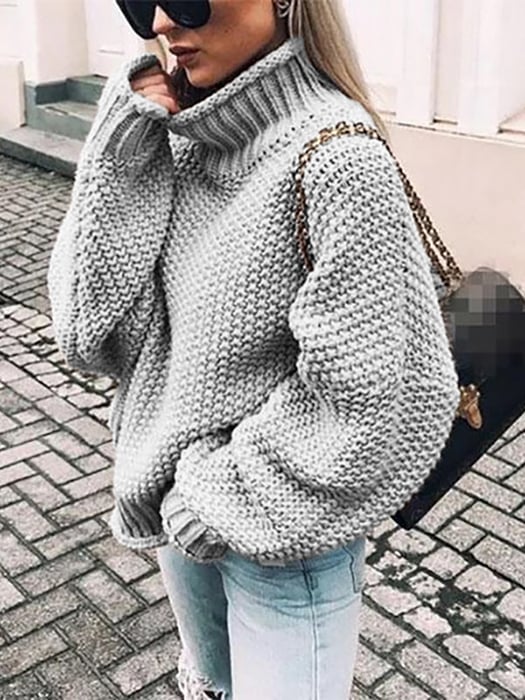 Women's Turtleneck Solid Color Casual Sweater