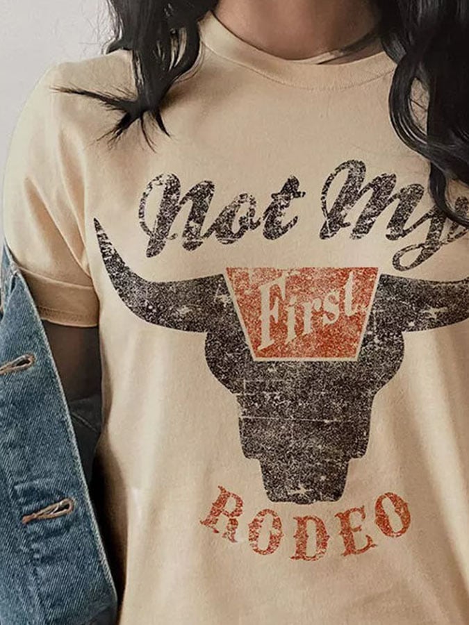 Casual Rodeo Print Short Sleeve T-Shirt