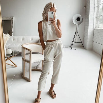 Casual Sleeveless Two-Pieces Set