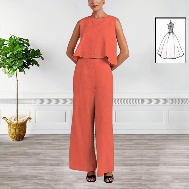 Cotton and linen leisure two-piece set