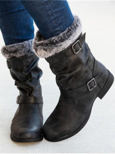 Women's western style autumn and winter warm fleece martin boots