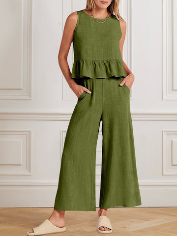 Summer's new pleated casual two-piece set