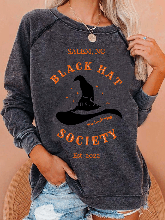 Women's BLACK HAT SOCIETY Print Casual Sweatshirt