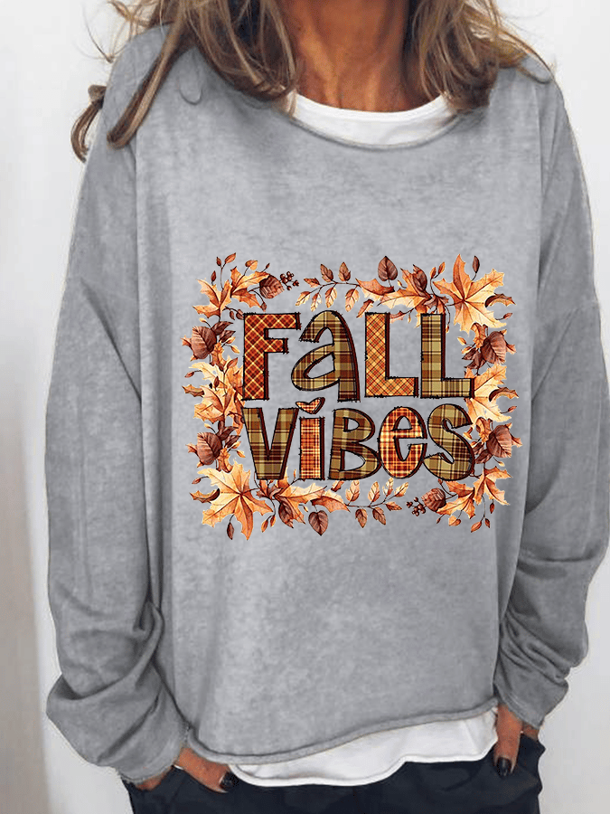 Women's FALL VIBES Fun Print Sweatshirt