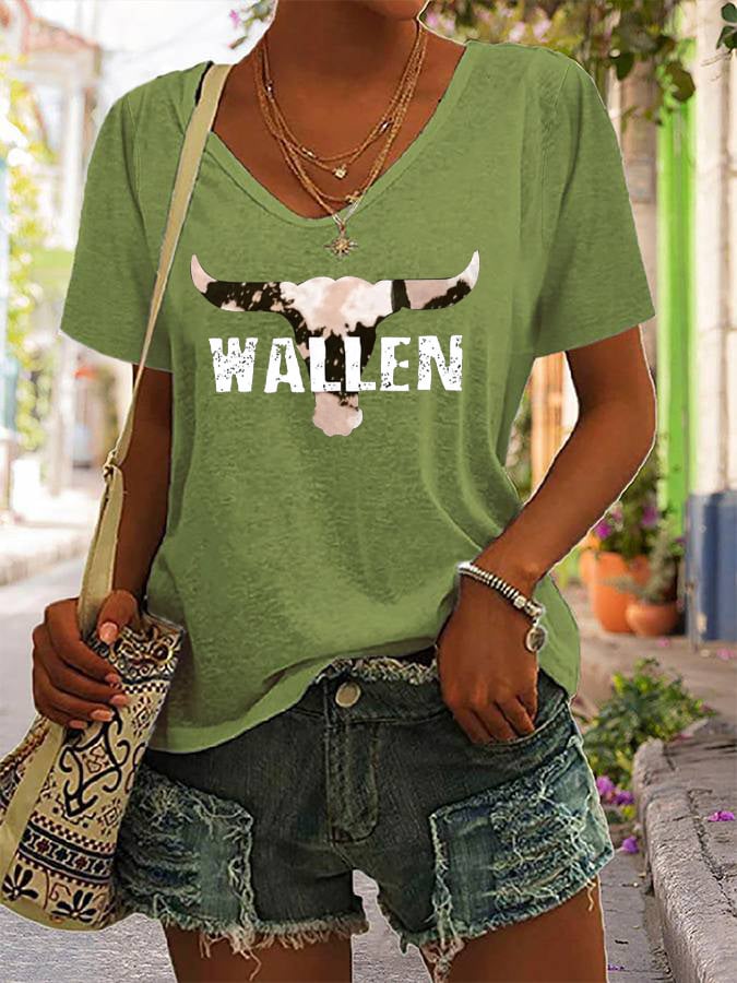 Women's Bullhead Wallen Print Casual T-Shirt