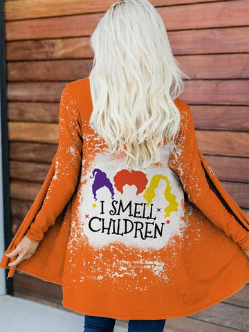 Women's Halloween I SMELL CHILDREN Tie Dye Print Cardigan
