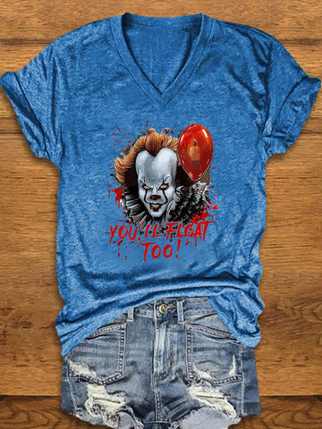 Women's Halloween Horror Movie Character Joker Print T-Shirt