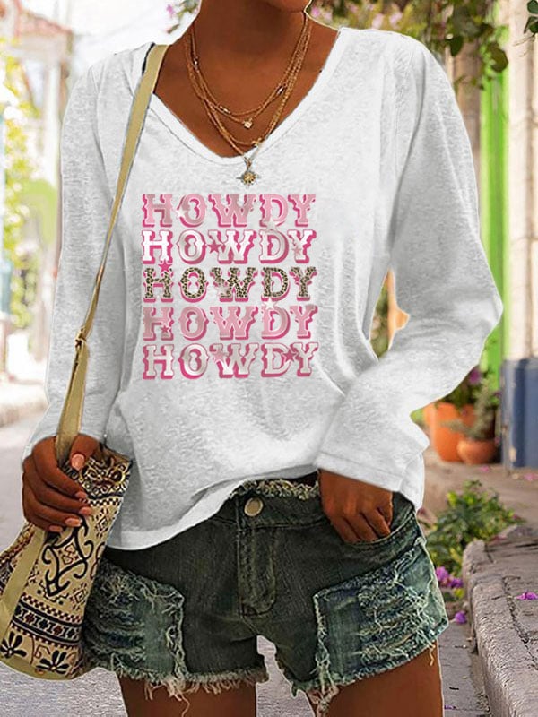 Women's Howdy Long Sleeve V-Neck T-Shirt