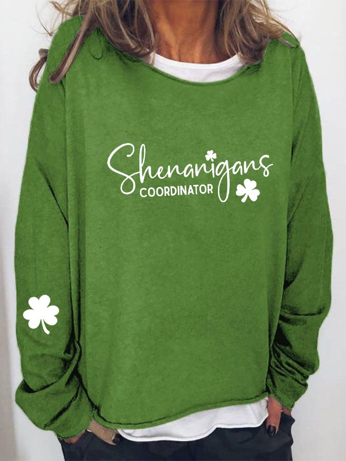 Women's St. Patrick's Day "Shenanigans Coordinator" Printed Long Sleeve Top