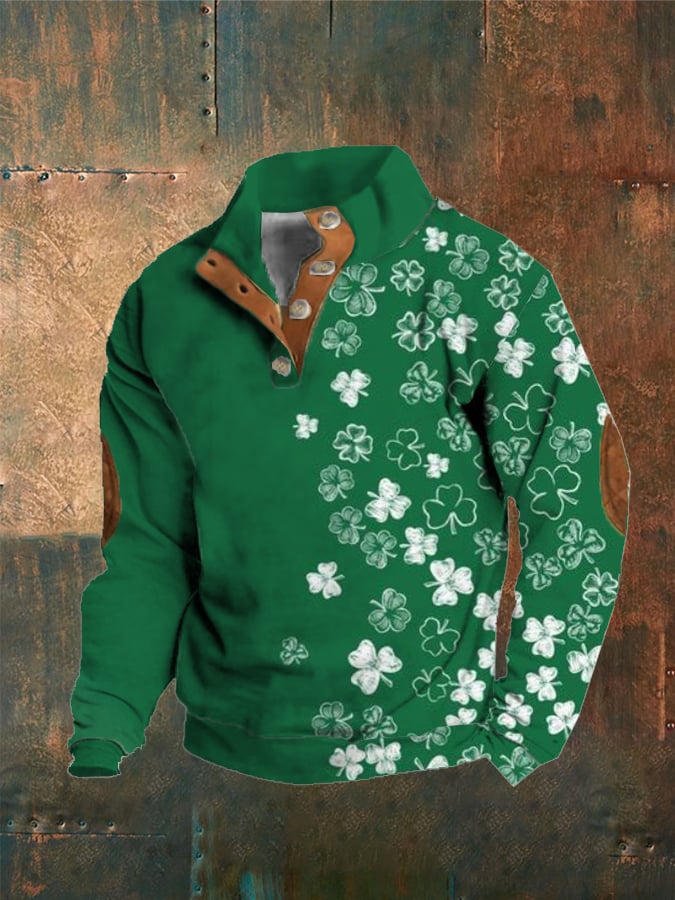 Men's St. Patrick's Day Printed Button Sweatshirt