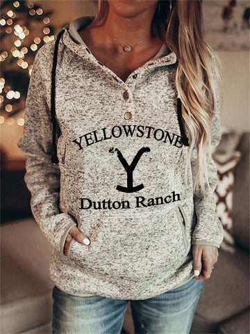 Western Graphic Button Up Cozy Hoodie