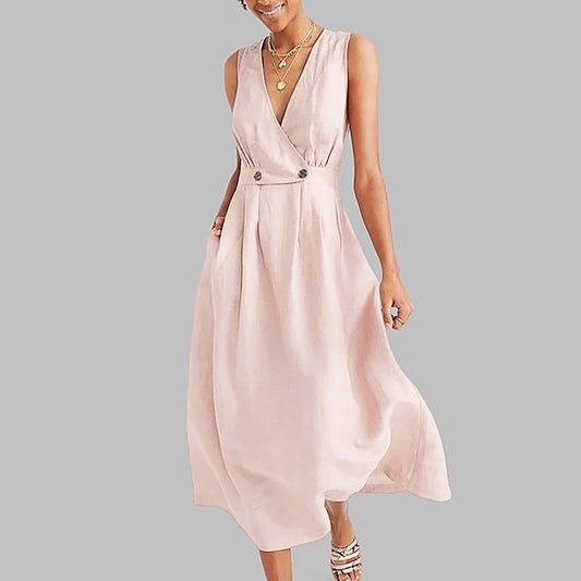 Casual Sleeveless Solid Color Dress