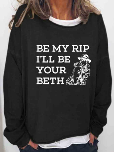 Cowgirl And Letters Print Loose Casual Sweatshirt