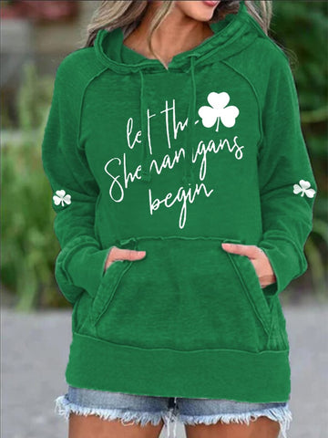 Women's Funny Let The Shenanigans Begin St. Patrick's Day Casual Hoodie