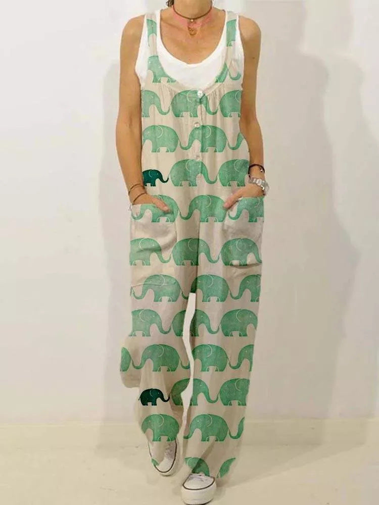 Cute animal print oversized jumpsuit