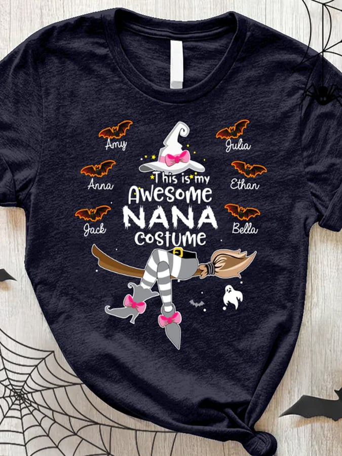 Women's This Is My Awesome Nana Costume  Halloween Print Casual Cotton Tee