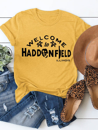 Women's Welcome To Haddonfield Illinois Halloween Cotton Tee