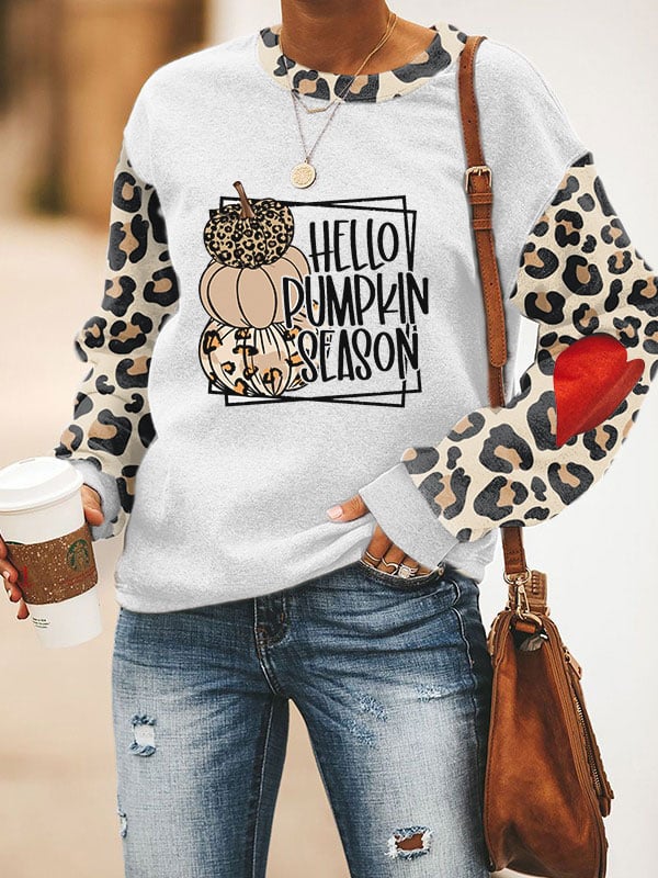 Women's Hello Pumpkin Season Print Casual Round Neck Sweatshirt
