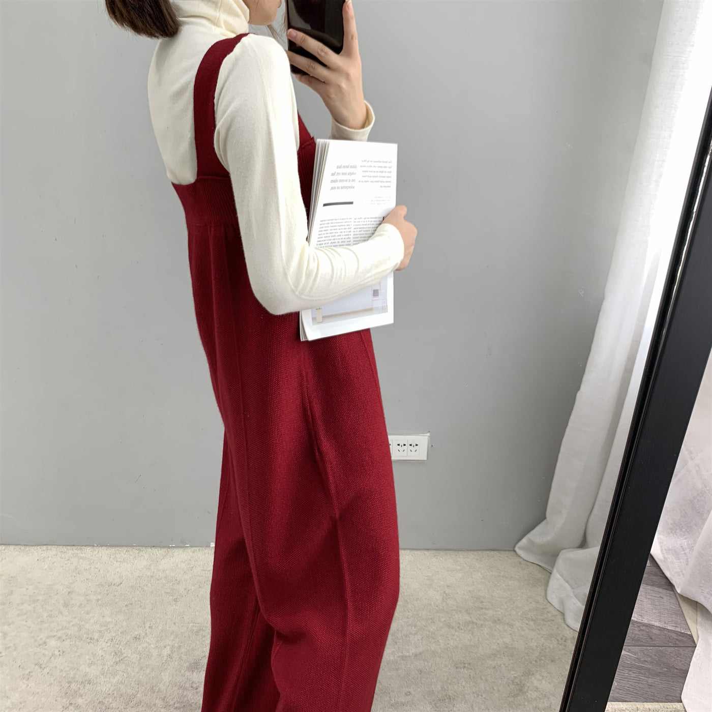 Autumn winter thickened wide leg knitted jumpsuit