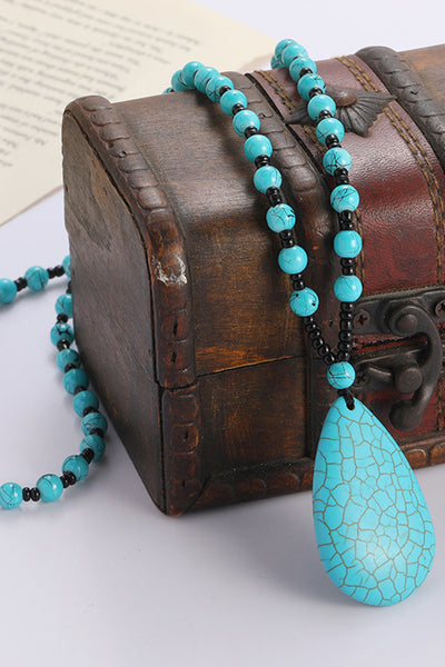 Wisherryy Vintage Waterdrop Turquoise Necklace