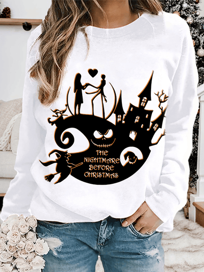 Women's Halloween&Nightmare Print Sweatshirt