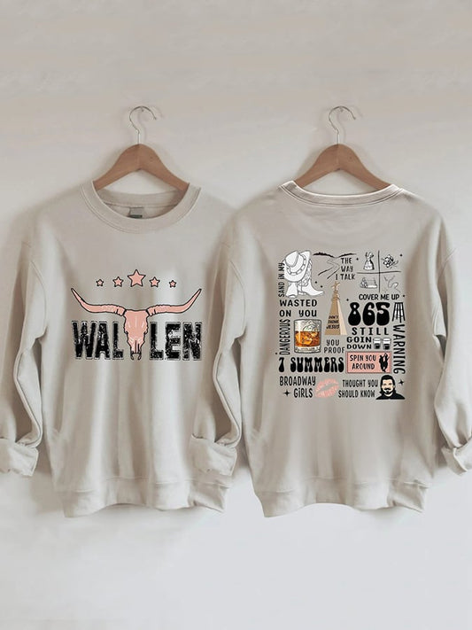 Women's Wallen Print Long Sleeve Casual Sweatshirt