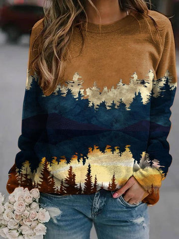 Mountains Lanscape Inspired Print Sweatshirt