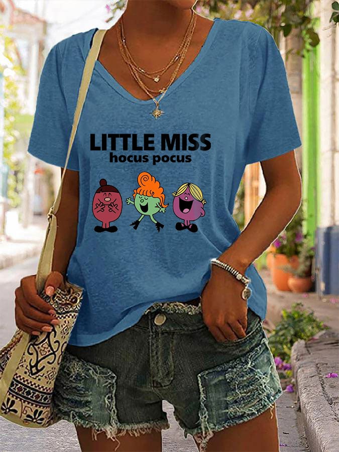 Women's Halloween Little Miss Print Casual T-Shirt