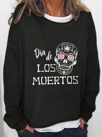 Women's Day of the Dead Dia De Los Muertos Skull Print Top