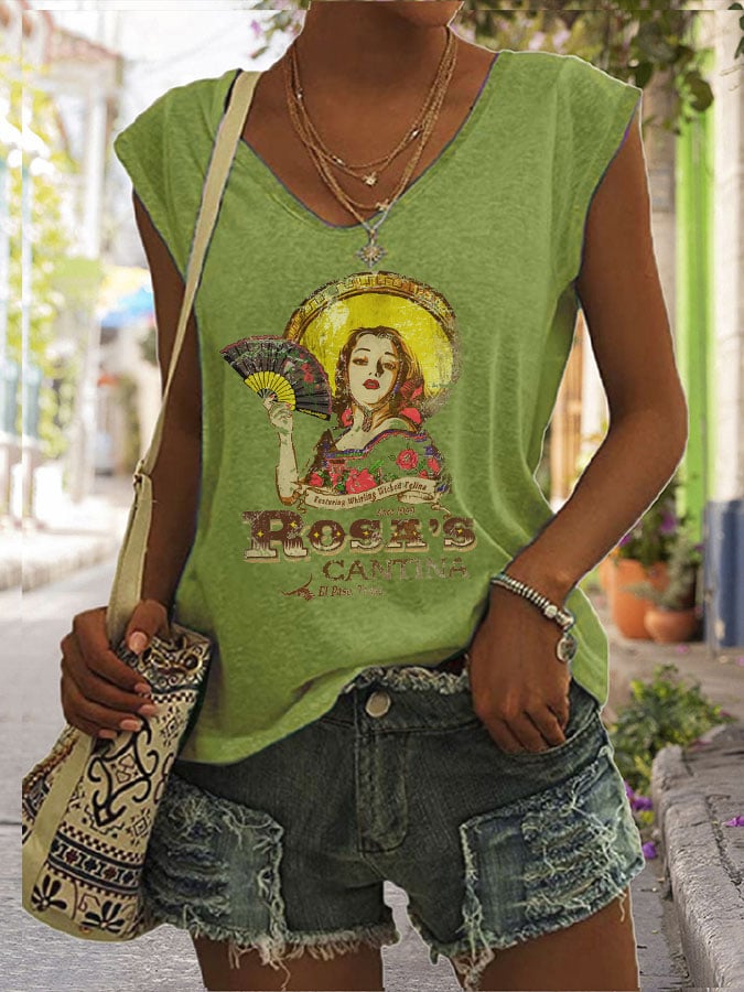 Women's Rosa's Cantina El Paso Texas Print Sleeveless T-Shirt