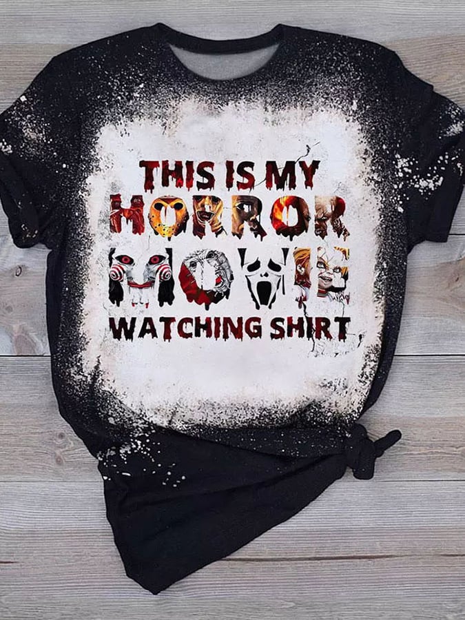 Women's Halloween This is My Horror Movie Watching Shirt Crew Neck T-Shirt