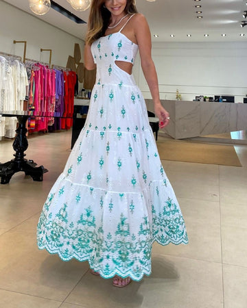 Elegant Peacock Slip Dress