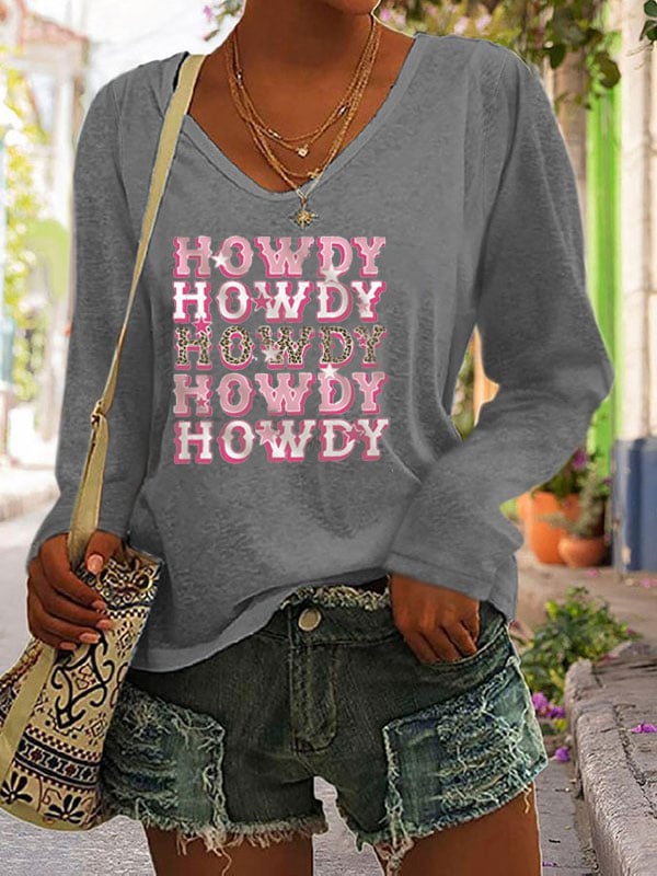 Women's Howdy Long Sleeve V-Neck T-Shirt