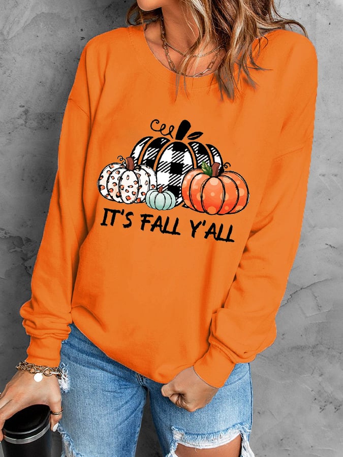 Women's Orange IT'S FALL Y'ALL Sweatshirt