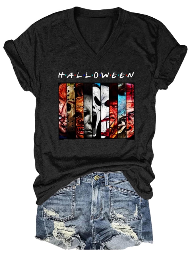 Halloween Faceless Print Casual T-Shirt