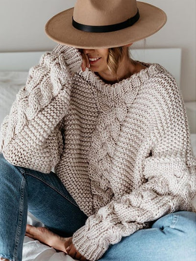 women's crochet thick sweater