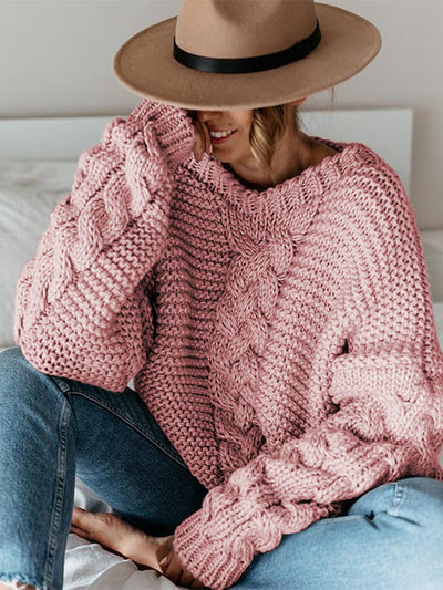 women's crochet thick sweater