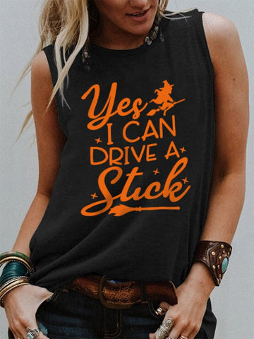 Women's Funny Yes I Can Drive A Stick Print Tank Top