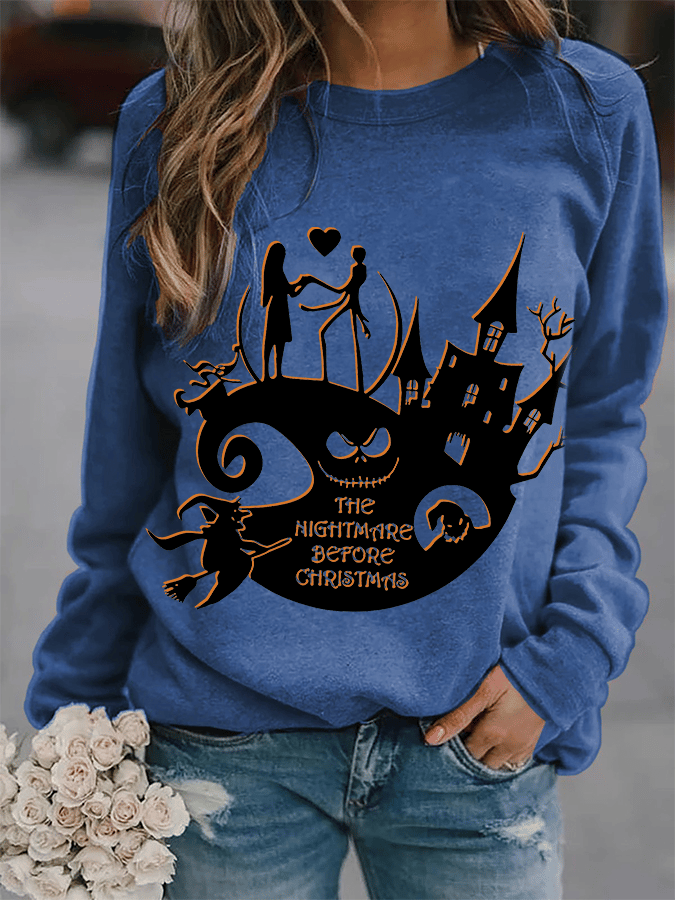 Women's Halloween&Nightmare Print Sweatshirt
